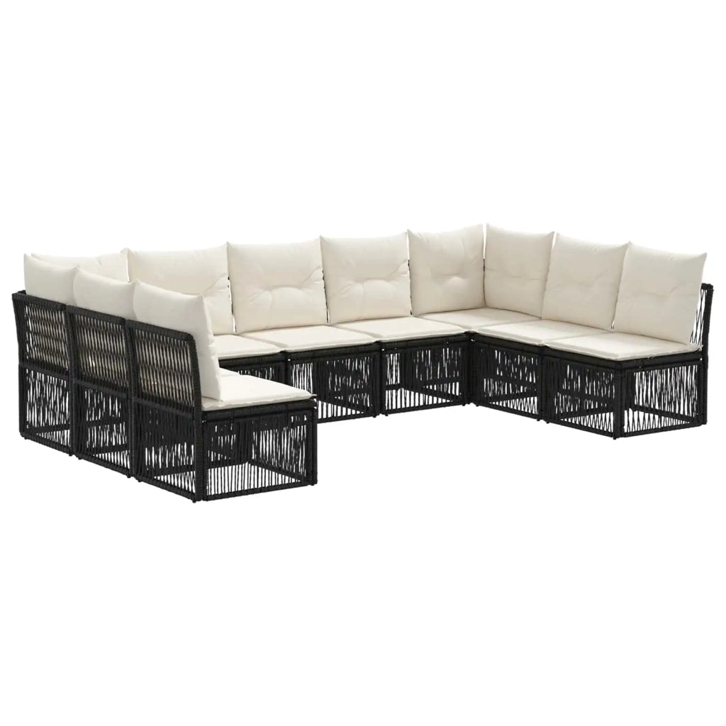 Set Divano da Giardino 9 pz Nero polyrattan 3434320