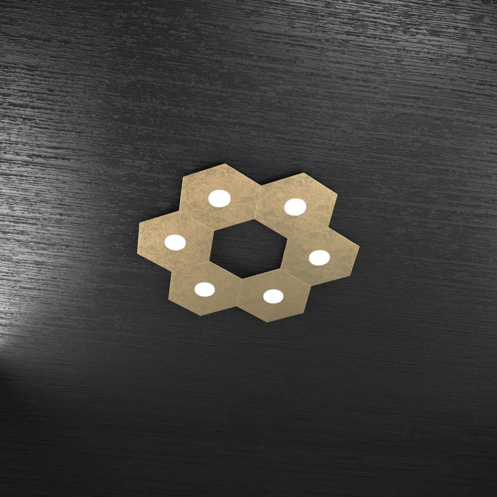 HEXAGON APPLIQUE-PLAFONIERA 6 LUCI FOGLIA ORO 1142-6L-FO