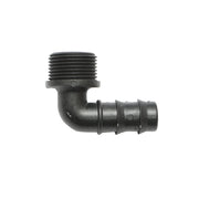 Gomito per tubo di gocciolamento con filettatura esterna D20mmx3/4 per sistemi di irrigazione