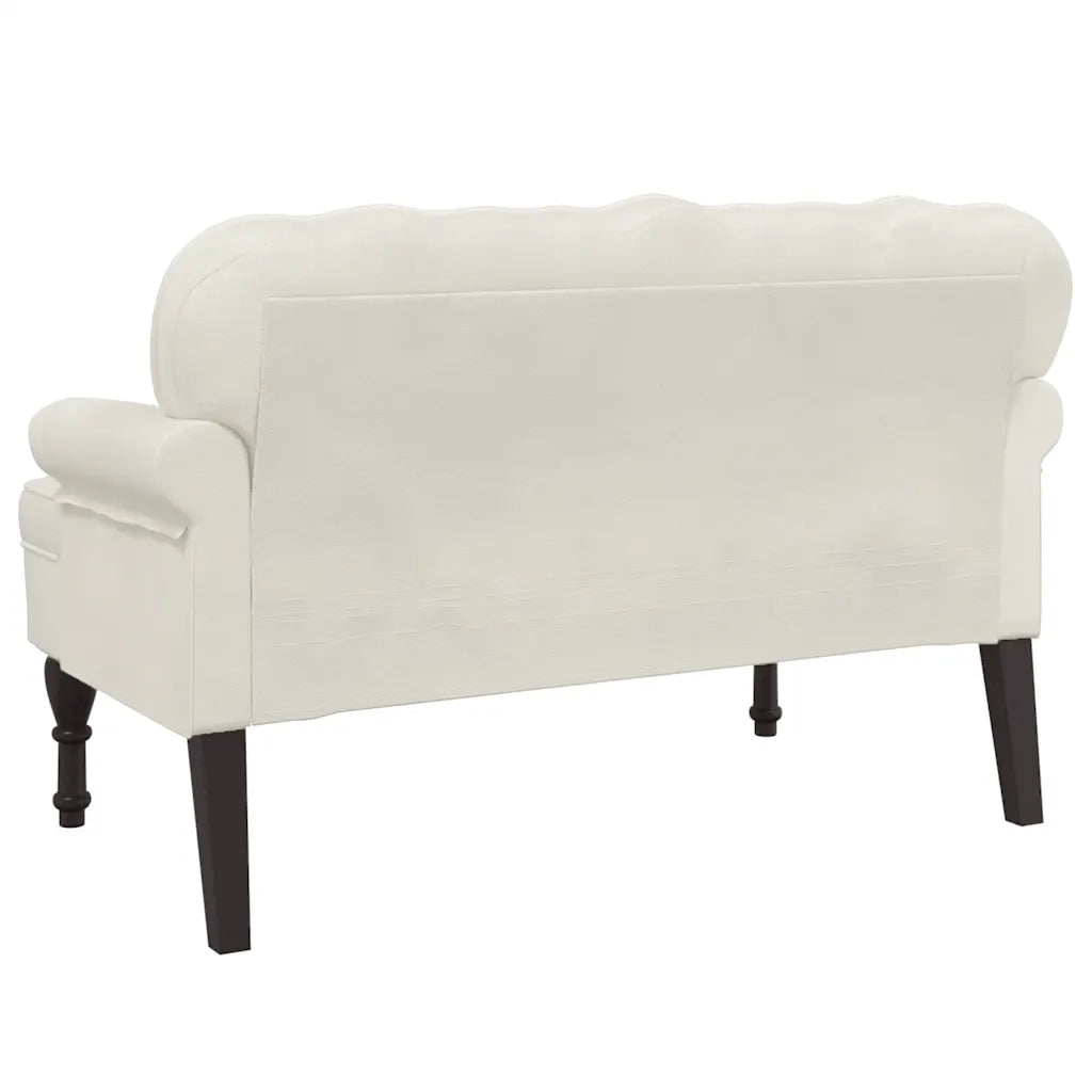 Panca con Schienale-Divano Sedia Crema 119,5x64,5x75 cm in Velluto