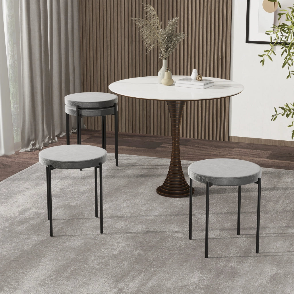 Set di 4 sgabelli da cucina imbottiti in velluto ¨C zephmum ¨C grigio metallo