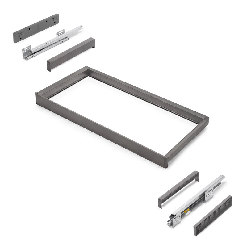 Telaio con guide a estrazione totale e chiusura morbida per accessori per armadi Quartz, 562-588mm, Alluminio e plastica