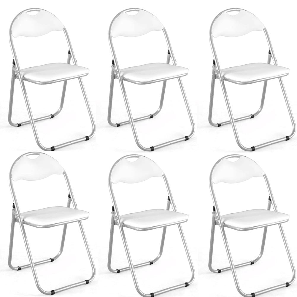 Set 6 Pezzi Sedie Imbottite Pieghevoli Colore Sedia Bianco Struttura Silver