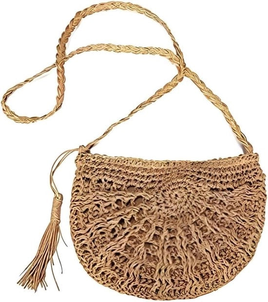 Borsa a spalla in pelle di pecora | Borsa a spalla in stile retro | Borsa marrone