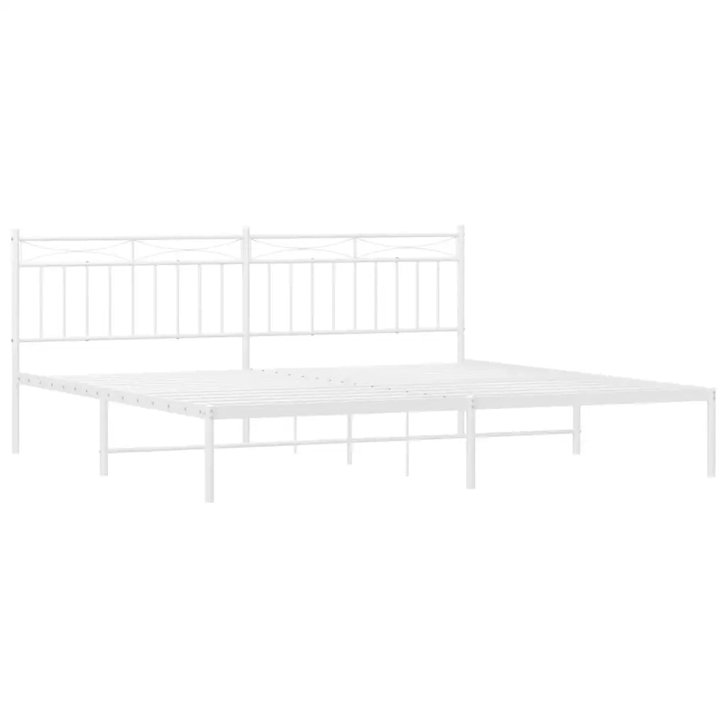 Letto matrimoniale | Letto per adulti | Giroletto con Testiera Metallo Bianco 193x203 cm