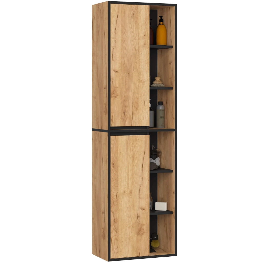 Colonna bagno sospesa VAMI Rovere Craft, Nero 50 cm 2 ante 50x30x170 cm