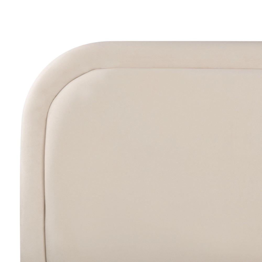 Letto matrimoniale EU Beige Chiaro Velvet 160 x 200 cm Imbottito Telaio Poggiatesta