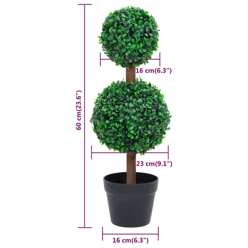 Pianta di Bosso Artificiale a Sfera con Vaso-Piante Decorative Verde 60 cm