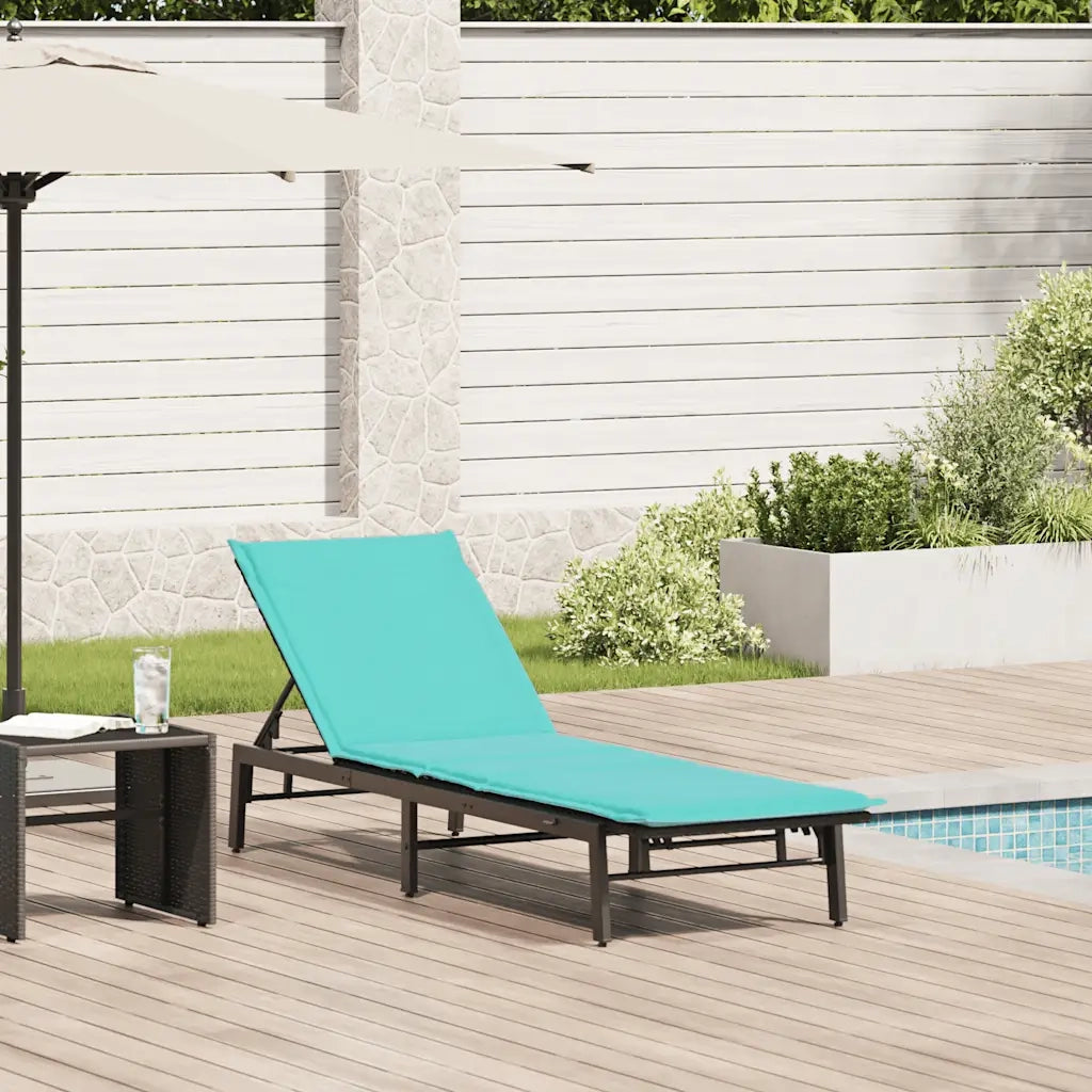 Lettino Prendisole con Cuscino Nero in Polyrattan 4104087