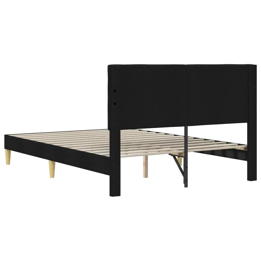 Letto matrimoniale | Letto per adulti | Struttura del letto con testiera Nero 140 x 190 cm Tessuto