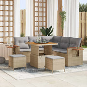 Set Divano da Giardino 9 pcs Beige e Grigio Chiaro polyrattan