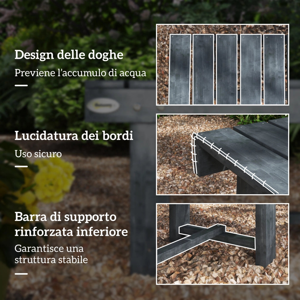 Panchina da Giardino 2 Posti ¨C Xylo ¨C Legno Abete Grigio 110x38x35cm