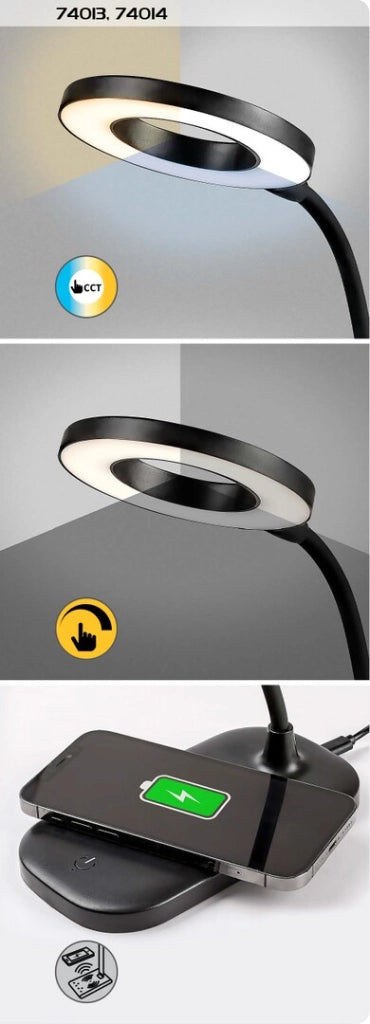 Lampada da scrivania LED nera 5W dimmer Hardin Rabalux