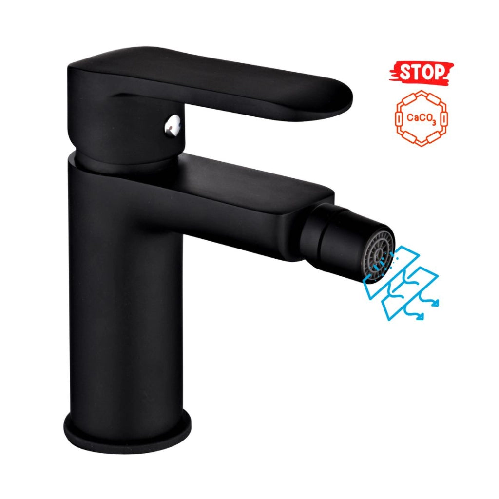 Coppia di miscelatore rubinetto bidet e miscelatore lavabo linea puma nero opaco