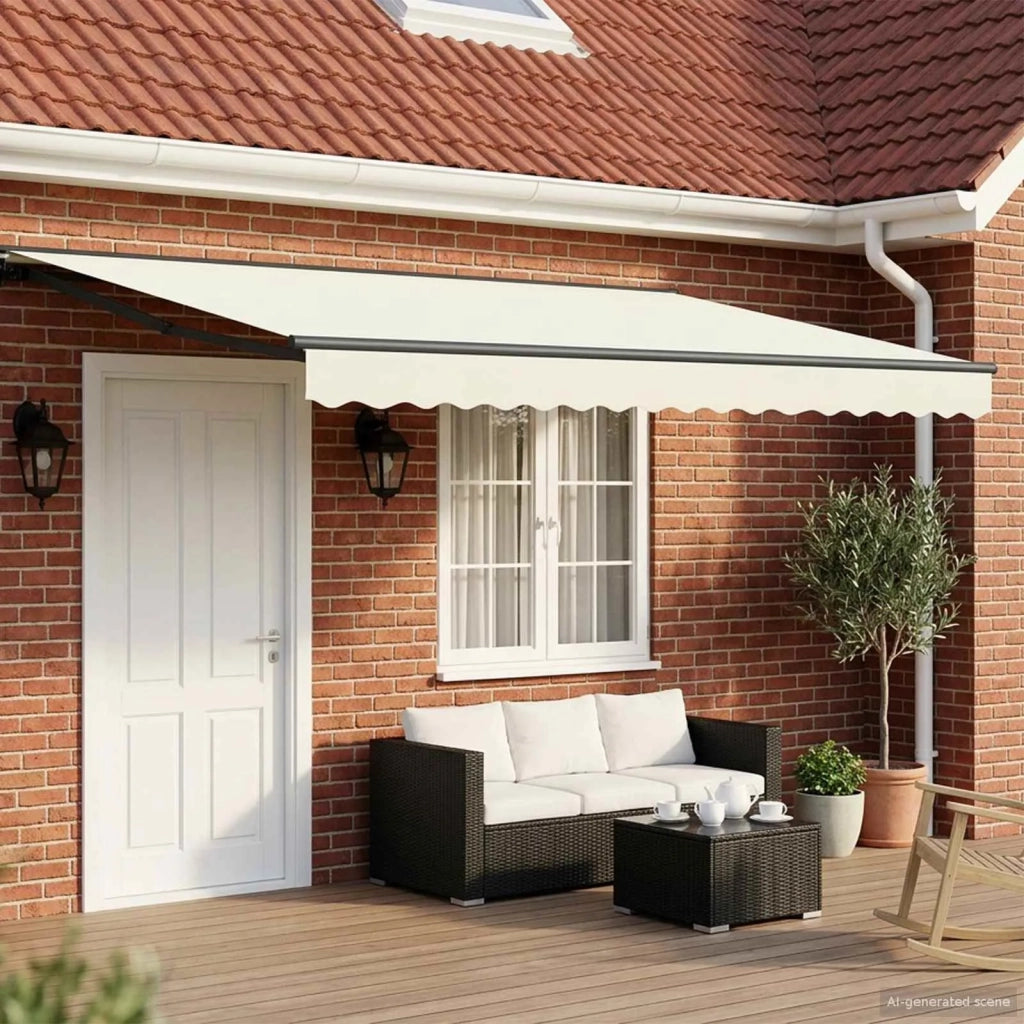 Cornice per Tenda Manuale con LED Crema e Antracite 4,5 × 3,5 m 3420896