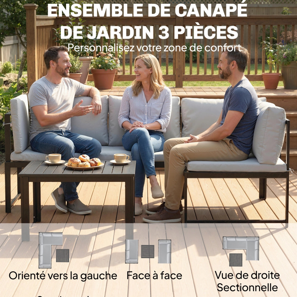 Set divani da giardino 4 posti con cuscini ¨C Zephmum ¨C Grigio, Polyrattan