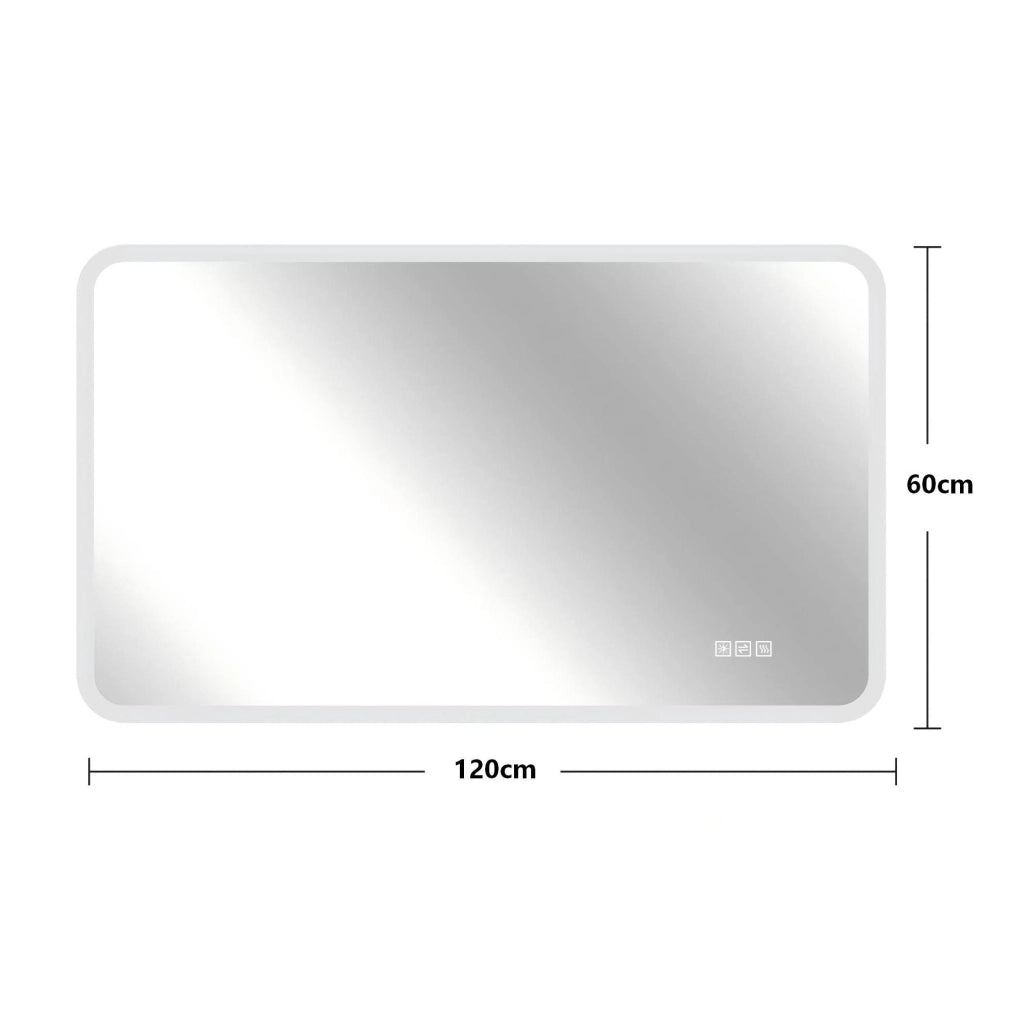 Specchio LED 60x120 cm con antiappannamento; memoria e montaggio orizzontale e verticale; argento