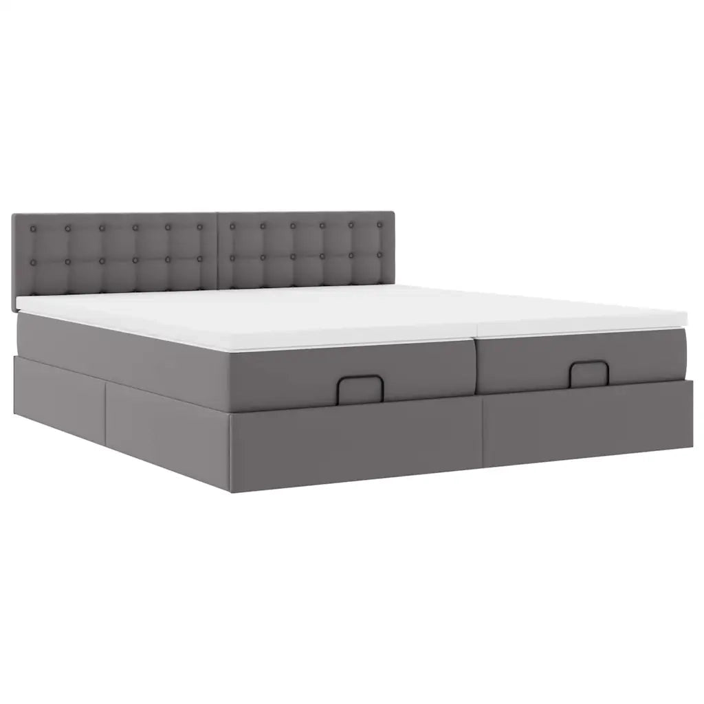 Pouf Letto con Materassi e LED Grigio 160x200cm Similpelle