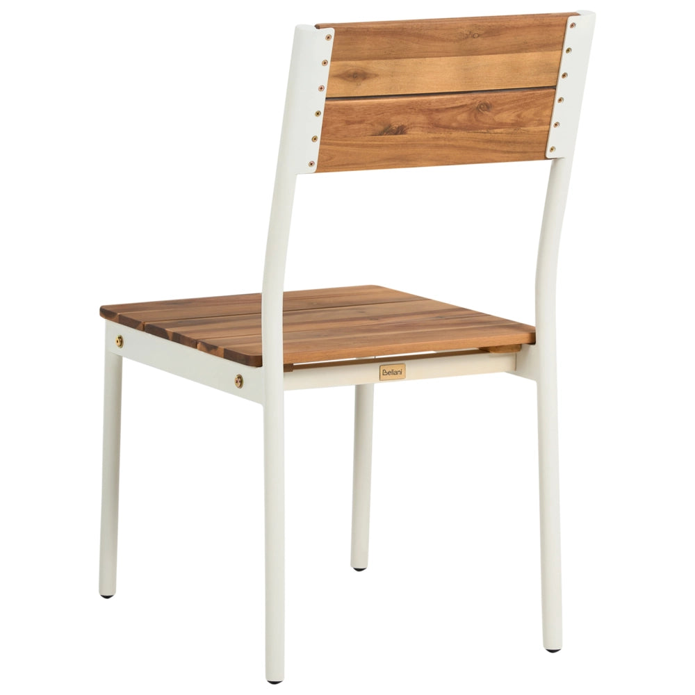 Set da pranzo da giardino con tavolo e 4 sedie in legno di acacia marrone con struttura in acciaio e compensato, 6 posti, moderno