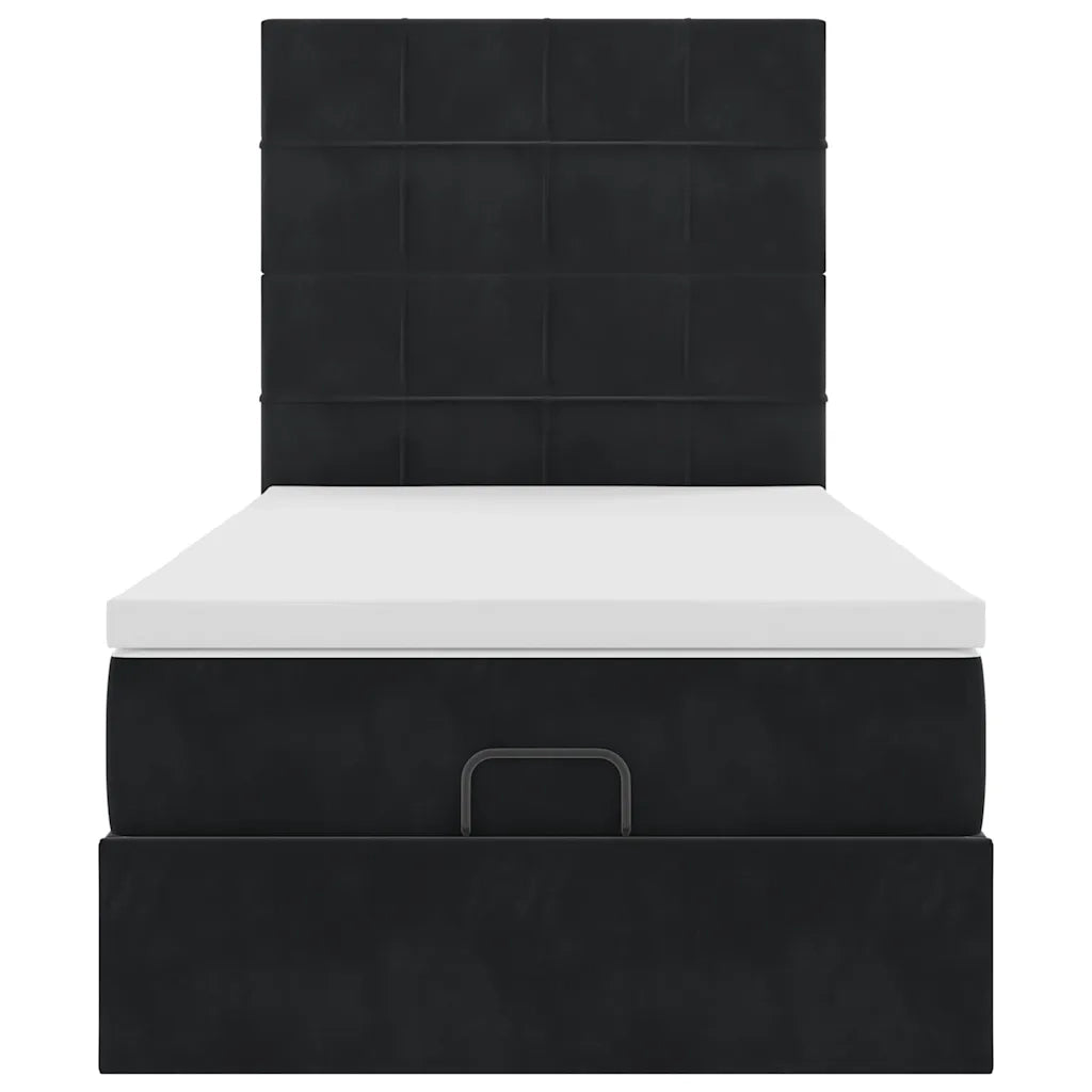 Struttura Letto Pouf con Materassi Nero 90x190 cm in Velluto 3314290