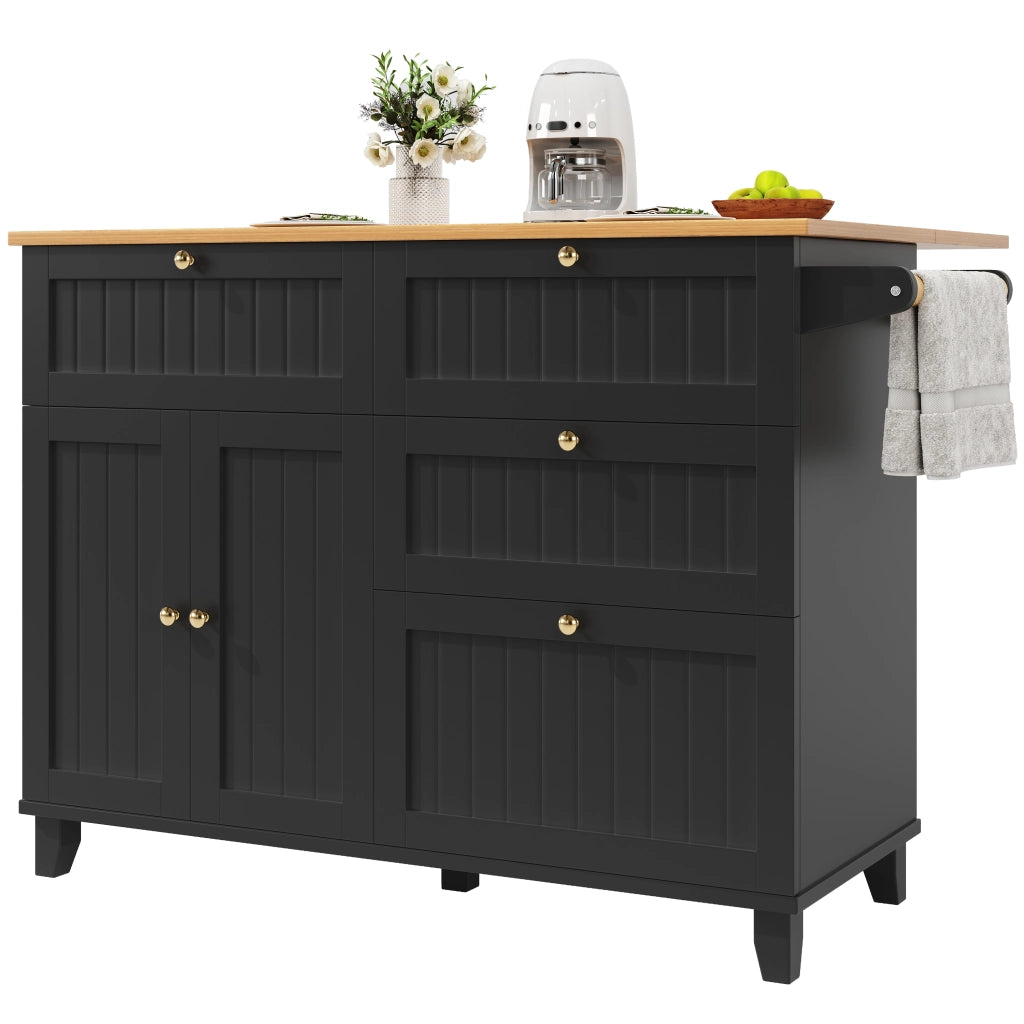 Isola cucina moderna - Zephmum- Schienali estensibili, finitura in legno, nero