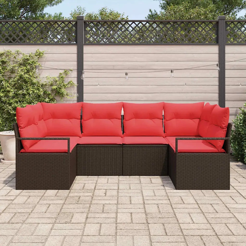 Set di divani con cuscino 6 pcs Marrone Rattan in Polipropilene 3346524