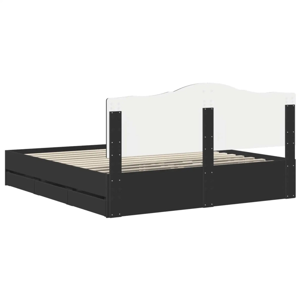 Letto matrimoniale | Letto per adulti | Struttura del letto Nero 200 x 200 cm Legno Ingegnerizzato