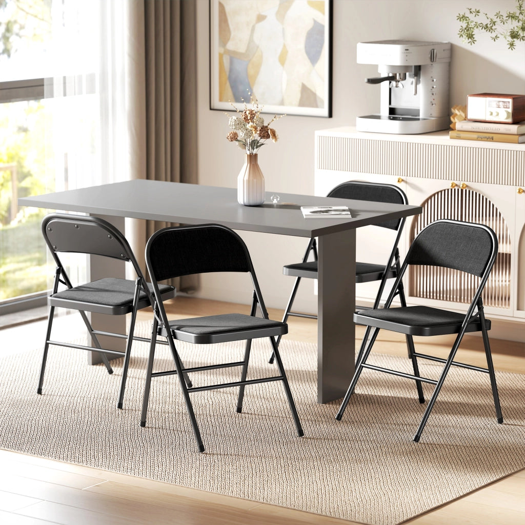 Set 4 Sedie Pieghevoli da Pranzo ¨C Xylo ¨C Struttura Metallo Nero 45x46x78cm