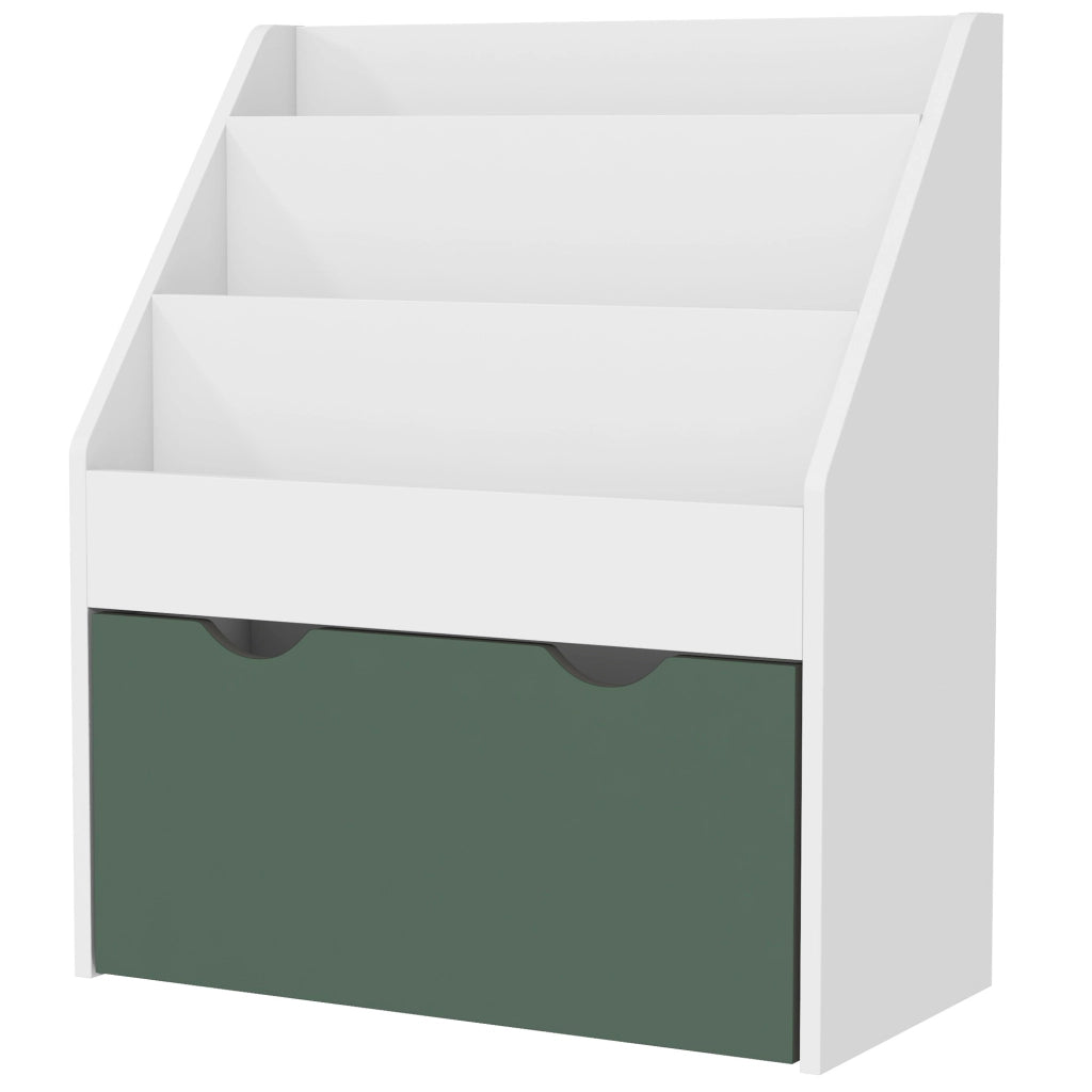 Libreria bambini con cassetto e 3 ripiani ¨C Minimal ¨C verde 62.5x30x70 cm