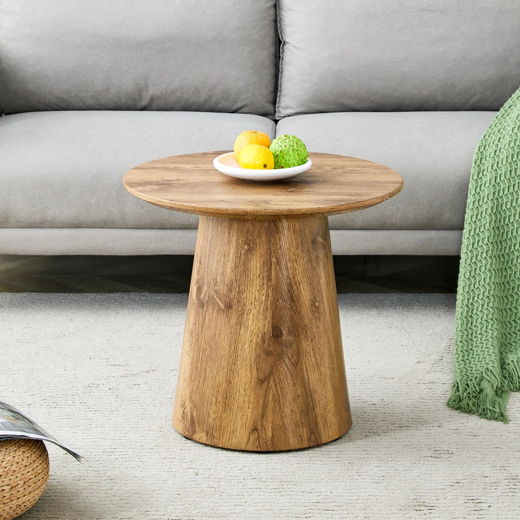 Tavolino rotondo in MDF effetto legno naturale ¨C 50 cm di diametro, 48 cm di altezza. Con rivestimento in laminato effetto legno di alta qualit¨¤ ¨C ide