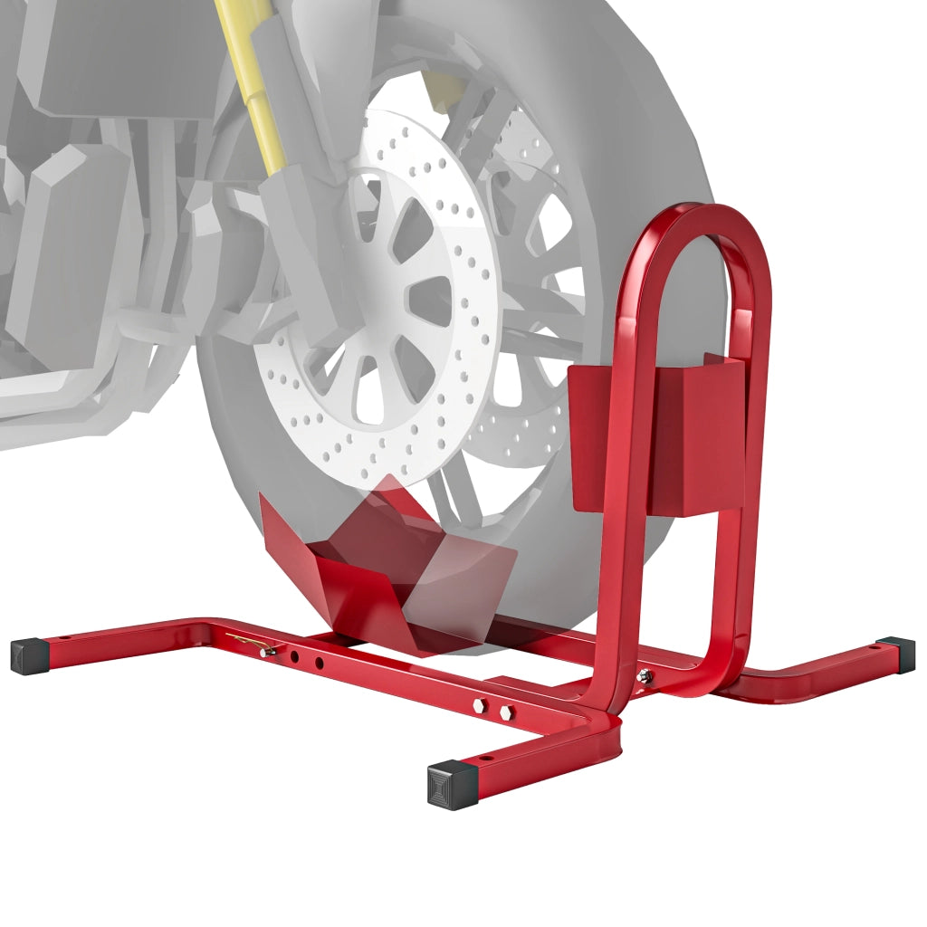 Blocca Ruota Moto Regolabile 3 Livelli ¨C Xylo ¨C Metallo Rosso 250kg 60x55x43cm