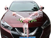 Decorazione di Auto per Matrimoni - Fiori Grandi/Piccoli - Polyester/Kunststof - Lunghezza Totale 4,5 m - Incluso Filo - Rosso/Rosso - Decorazione di Auto per Matrimoni