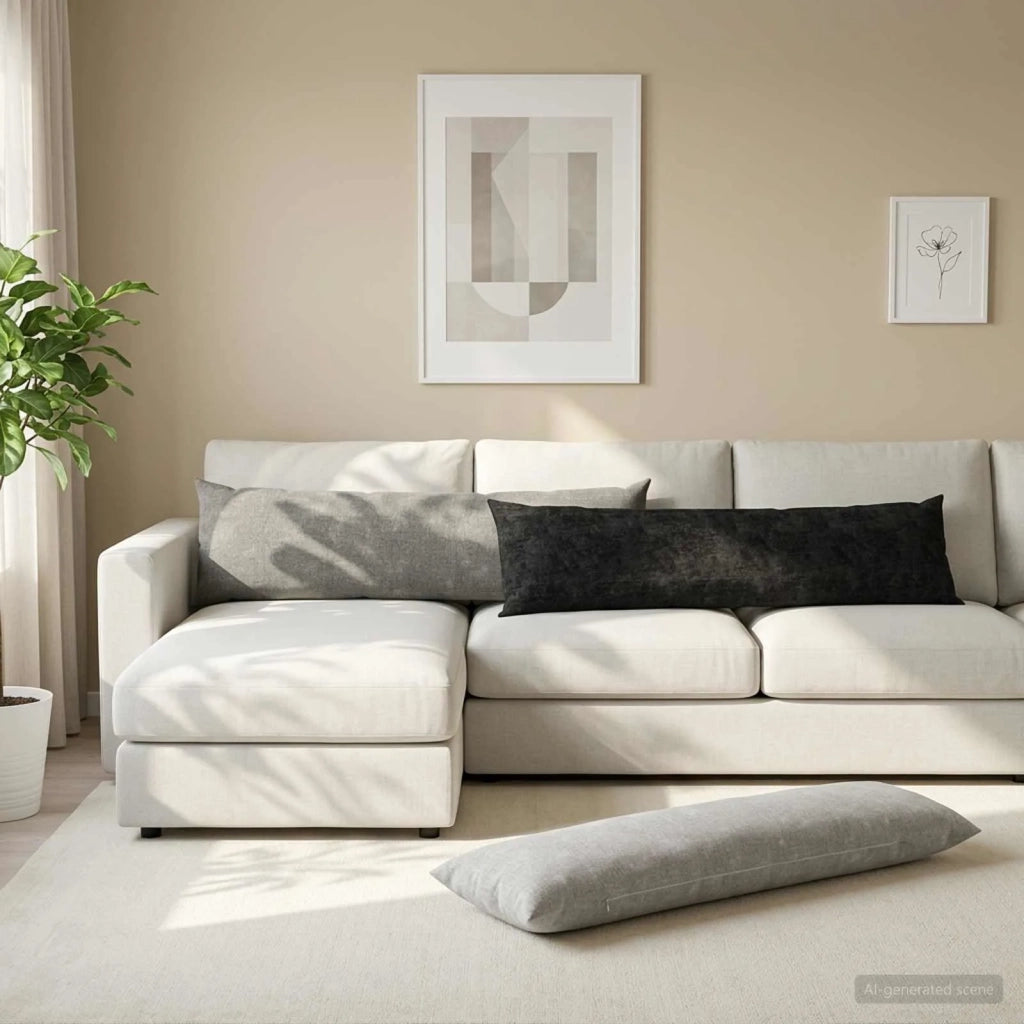 Federa 2 pz HEERLEN Grigio Scuro 40 x 145 cm Tessuto Chenille 908922