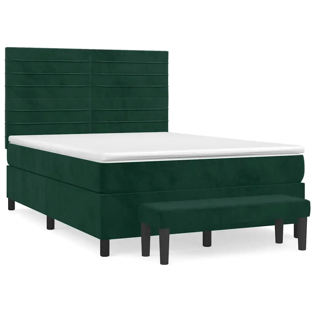 Giroletto a Molle con Materasso Verde Scuro 140x190 cm Velluto 3137902