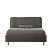 BS COM Letto matrimoniale francese contenitore imbottito 140x190 microfibra grigio Large