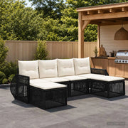 Set Divano da Giardino 6 pz Nero e Bianco Crema polyrattan 3435496