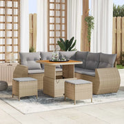 Set Divano da Giardino 8 pcs Beige e Grigio Chiaro polyrattan