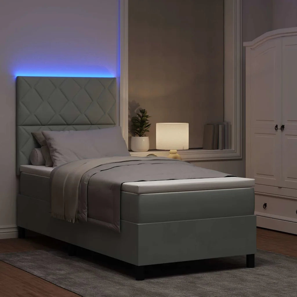Letto a Sorgente LED Grigio chiaro 90 x 200 cm Tessuto