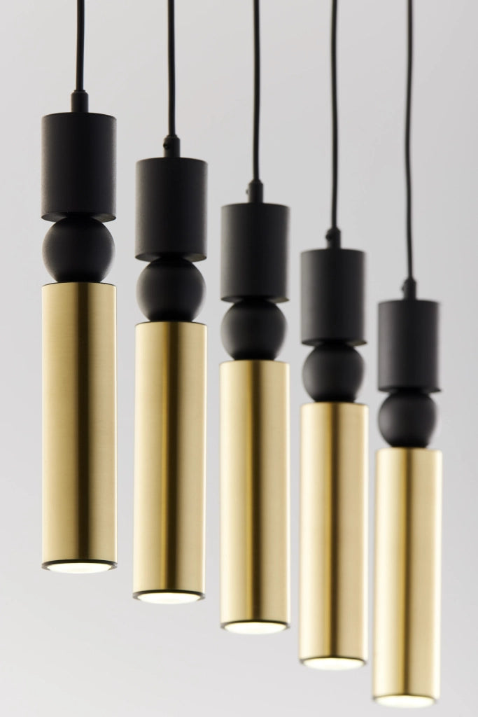 Lampada sospesa barra ALAS 100cm nero oro 5xGU10 Jupiter
