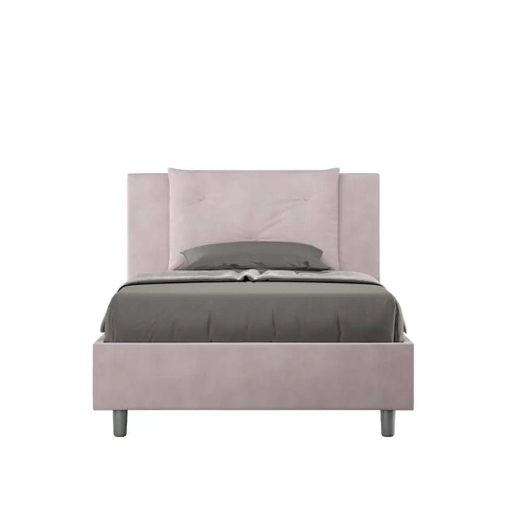 Letto una piazza e mezza contenitore imbottito 120x200 microfibra glicine Appia