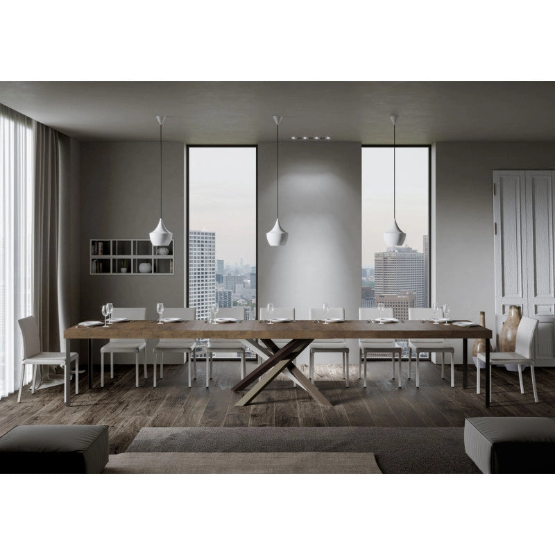 Tavolo allungabile 180/440x90 cm Volantis Premium telaio Multicolore 4/C - Noce