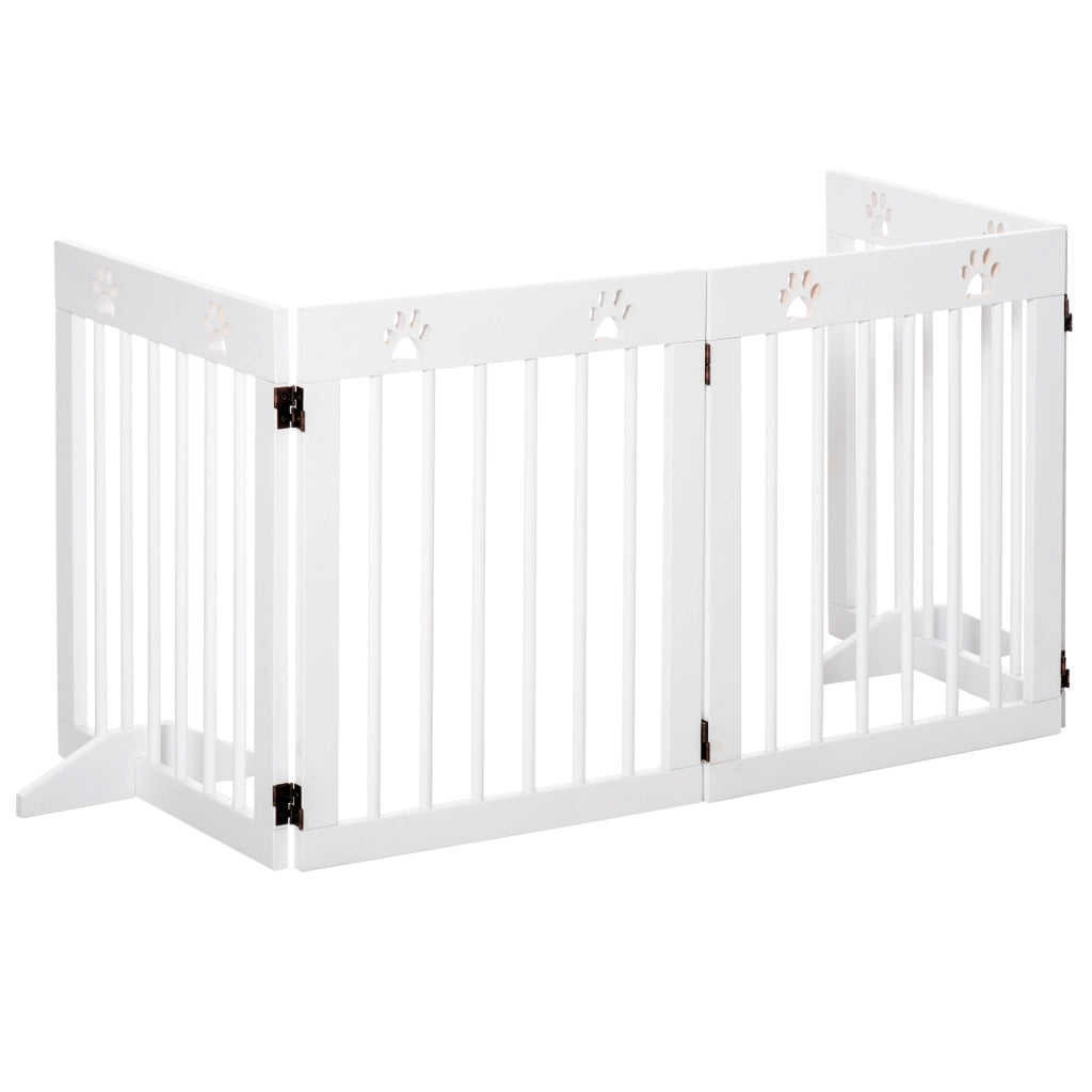Cancelletto di Sicurezza per Cani Pieghevole 4 Pannelli ¨C Xylo ¨C Legno Bianco 204x61 cm