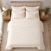 Rova, set Completo Letto Matrimoniale in Cotone, Bianco Avorio
