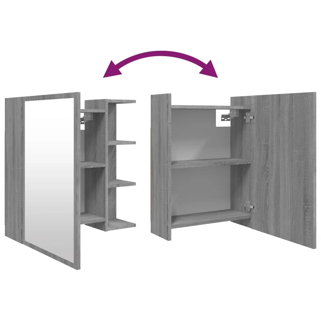 Mobile da Bagno a Specchio-Armadietto a Specchio da Bagno Grigio Sonoma 62,5x20,5x64 cm Legno