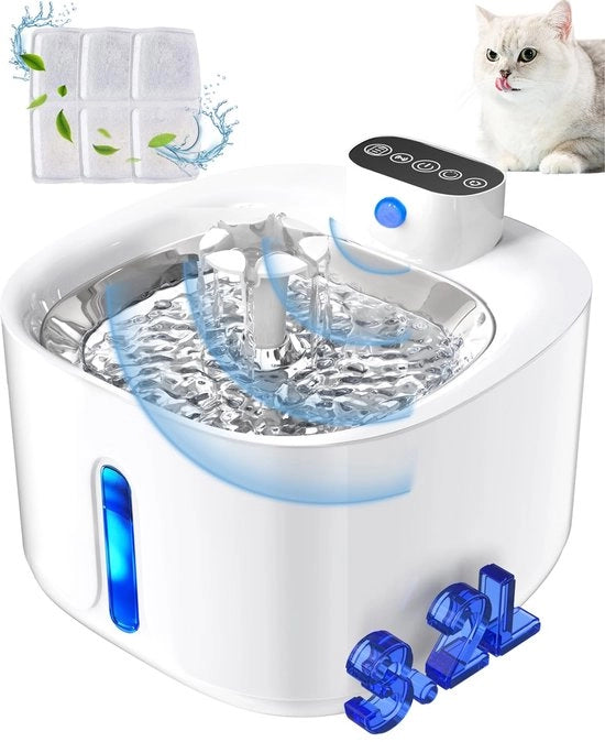 Fonteino per gatti senza fili, 3,2 litri di fonteino per gatti con sensore di movimento, batteria 4000 mAh alimentata, pompa d'acqua silenziosa, contenitore in acciaio inossidabile, fonteino per gatti.