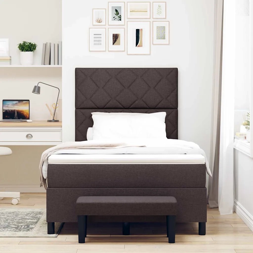 Letto a molle con testiera Marrone Scuro 120 x 200 cm Tessuto 3344138