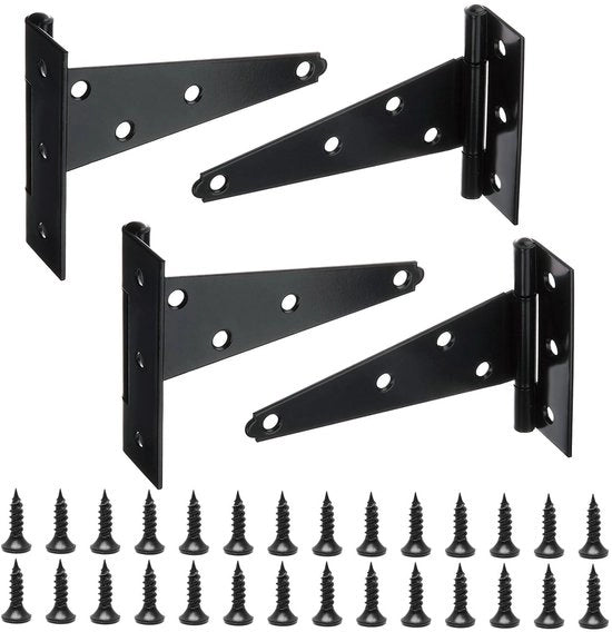 Scharnieri a forma di T - 4 pezzi, 150 mm, Nero per Porte e Armadi