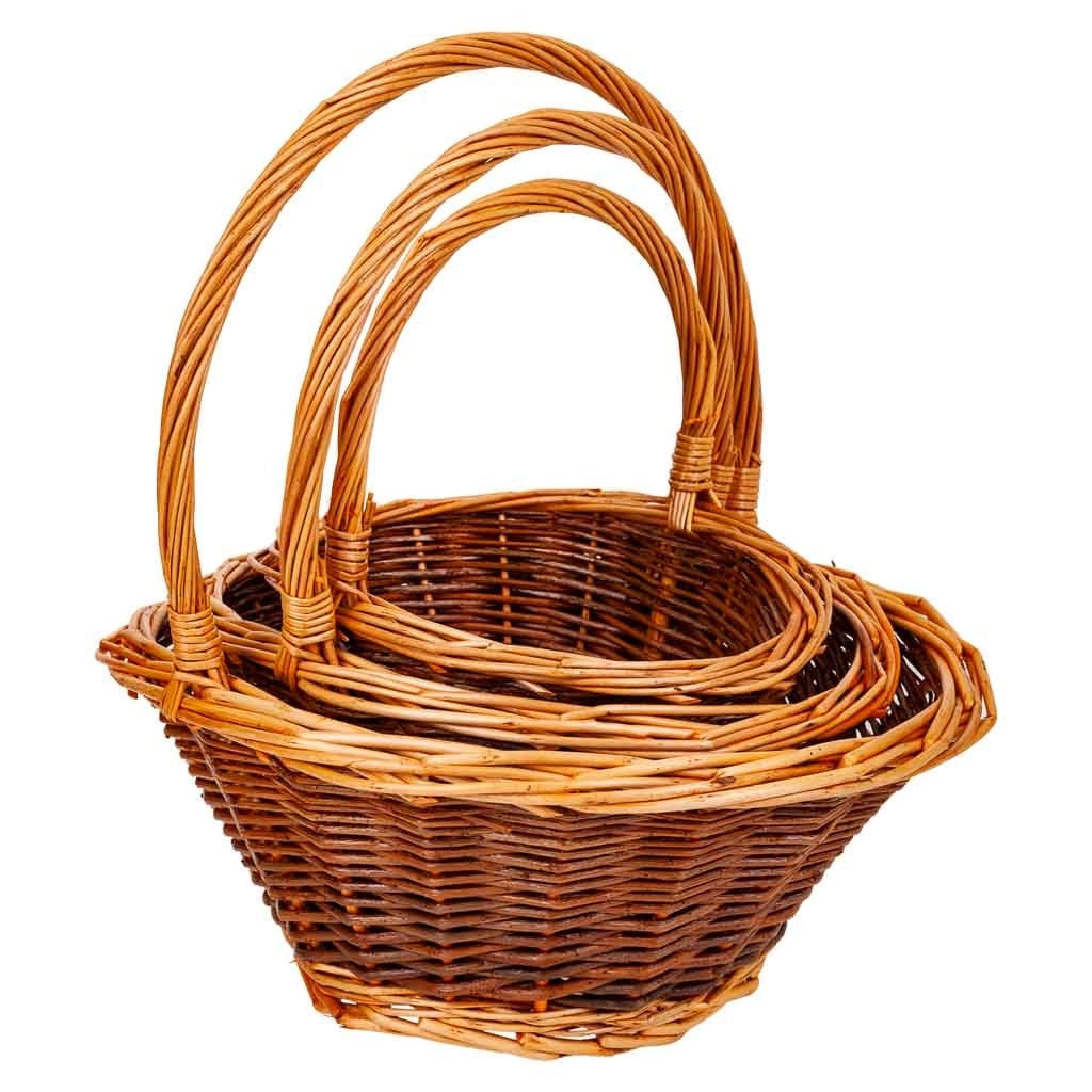 Set di 3 cestini in vimini marrone