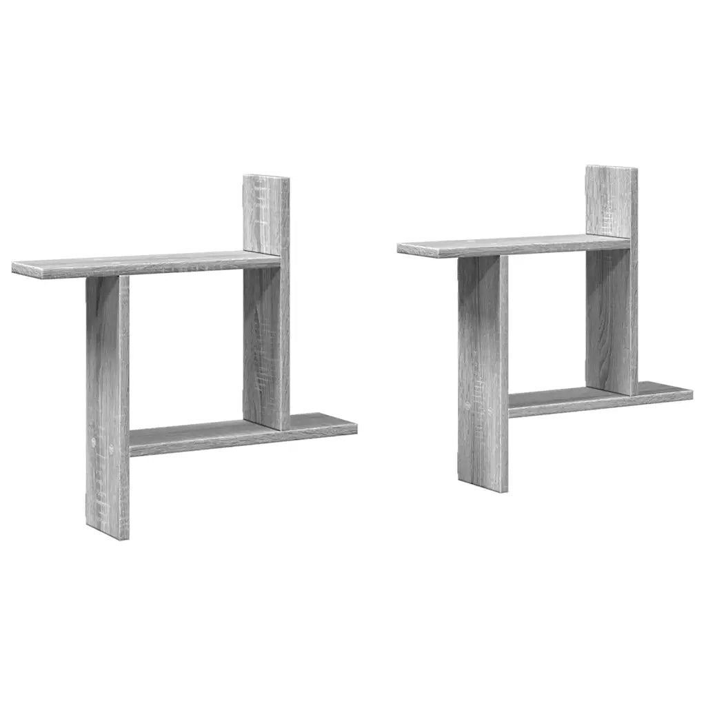 2 pz Mensole a Parete | Scaffale Parete | Ripiano a parete Grigio Sonoma 50x12x50 cm in Truciolato