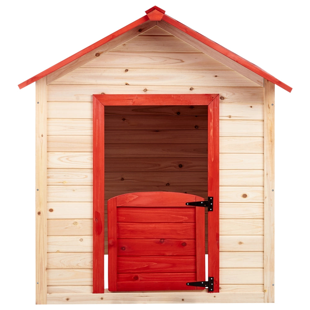 Casetta da giardino in legno d'abete Luce all'aperto Casetta per bambini Tetto rosso Casa per bambini